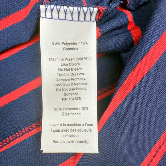 Vineyard Vines Performance Margo UPF50 Shirt Striped Dress 3/4 Sleeve Red Blue L - Picture 7 of 8